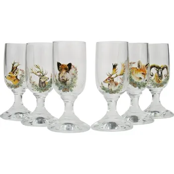 Sklenice Sada 6 odlivek na stopce - lov 0,02l