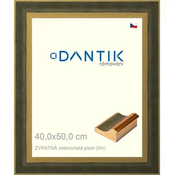 Rám na obraz DANTIK rámeček 40x50 | ZVRATNÁ zelenozlatá plast (Sklo Čiré) (Vyrobeno s láskou u nás v DANTIKU)