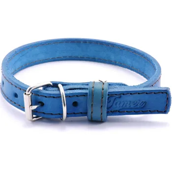 Obojek pro psa Tamer Kožený obojek STUBBY | Mini | modrý Šířka: 1,9 cm, Obvod krku: 20 - 29 cm