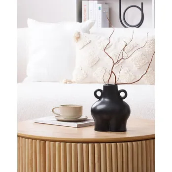 Dekorativní váza Černá dolomit Keramika 20 cm Dekorace na stůl Tvar těla Socha Boho Minimalistická Beliani