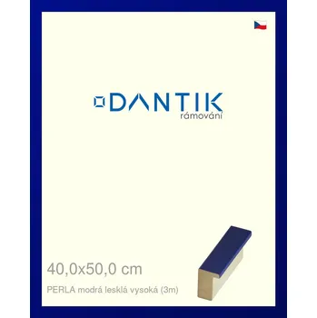 Rám na obraz DANTIK rámeček 40x50 | PERLA modrá lesklá vysoká (Plexi Čiré) (Vyrobeno s láskou u nás v DANTIKU)
