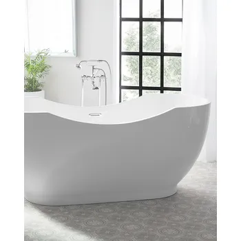 Vana Volně stojící vana bílá akrylát 169 x 77 cm moderní styl oválný tvar přepadový systém koupelna Beliani