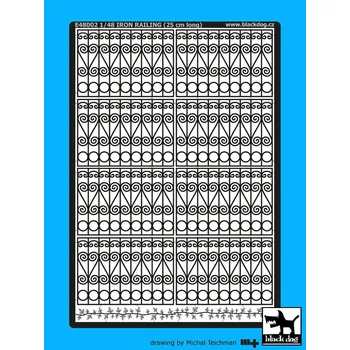 Plastikový model Blackdog 1/48 Iron railing - 25cm long (PE set)