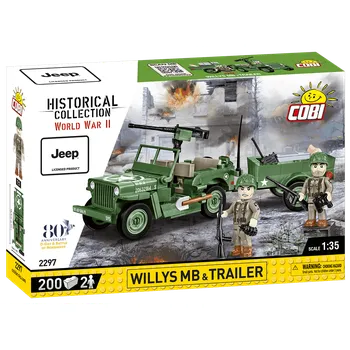 Stavebnice COBI COBI World War II 2297Jeep Willys MB s přívěsem