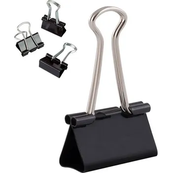 Kancelářská sponka d.rect - klipy kancelářské 32 mm, černé, 12 ks