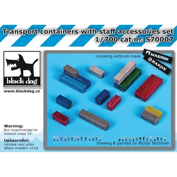 Plastikový model Blackdog 1/700 Transport containers with staff (PE set)