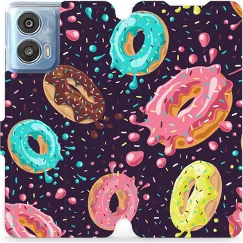 Pouzdro na mobilní telefon Flipové pouzdro Mobiwear - Motorola Moto G24 Power - VP19S Donutky (Knížkové flip pouzdro, obal, kryt na mobil Motorola Moto G24 Power - VP19S Donutky, materiál Umělá kůže + TPU - ochrana 360°, stojánek, silikonová vanička, magnetické zavírání)