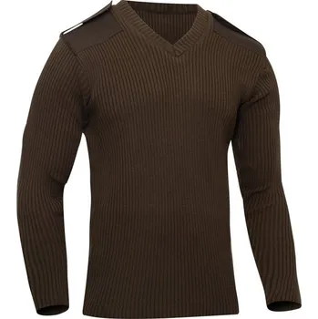 Pánské oblečení ROTHCO Svetr US ACRYLIC výstřih do v HNĚDÝ Hnědá 3XL