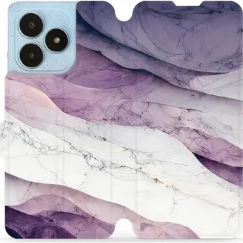 Pouzdro na mobilní telefon Flipové pouzdro Mobiwear - Realme Note 50 - VP31S Bílý a fialový mramor (Knížkové flip pouzdro, obal, kryt na mobil Realme Note 50 - VP31S Bílý a fialový mramor, materiál Umělá kůže + TPU - ochrana 360°, stojánek, silikonová vanička, magnetické zavírání)