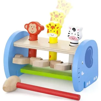 Dřevěná hračka Dřevěná zatloukačka pro nejmenší Viga se zvířátky