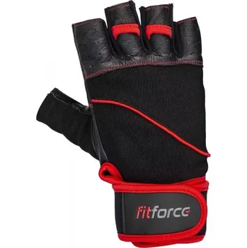 Fitness rukavice Kožené fitness rukavice Fitforce FERAL XS Černá, Červená