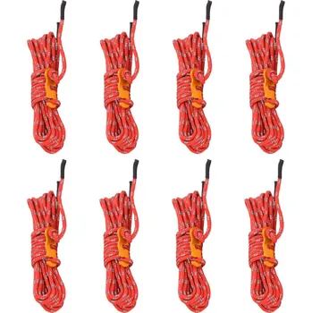 Kempingové nádobí vidaXL Stanová lanka s napínáky reflexní 8 ks 4 m 4 mm [4008133] Barva: Červená