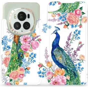 Pouzdro na mobilní telefon Flipové pouzdro Mobiwear - Honor Magic6 Pro - MX08S Pávi (Knížkové flip pouzdro, obal, kryt na mobil Honor Magic6 Pro - MX08S Pávi, materiál Umělá kůže + TPU - ochrana 360°, stojánek, silikonová vanička, magnetické zavírání)