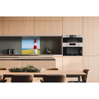 Obklad DIMEX | Dibond za kuchyňskou linku DBW-06060-119 | 60 x 60 cm | Maják na pláži + Dibond deska za kuchyňskou linku DIMEX v rozměru 60 x 60 cm, motiv Maják na pláži