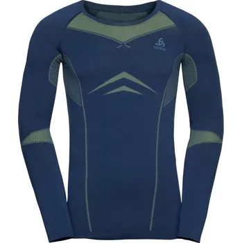 Pánské funkční triko Odlo BL TOP FUNDAMENTALS PERFOR 2XL Tmavě modrá, Světle zelená