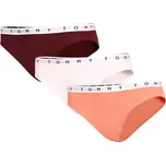 Dámské kalhotky Tommy Hilfiger 3P BIKINI XS Vínová, Bílá, Lososová