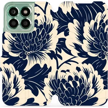 Pouzdro na mobilní telefon Flipové pouzdro Mobiwear - Honor X8b - VA40S Modré a béžové květy (Knížkové flip pouzdro, obal, kryt na mobil Honor X8b - VA40S Modré a béžové květy, materiál Umělá kůže + TPU - ochrana 360°, stojánek, silikonová vanička, magnetické zavírání)