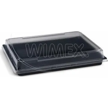 Jednorázové nádobí Miska na Sushi (PET) černá 255 x 185 x 20 mm [200 sad] (74414)