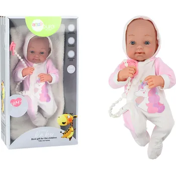 Panenka LEAN Toys Dětská panenka s dudlíkem Jednorožec Body růžová Deka Příslušenství 35 cm