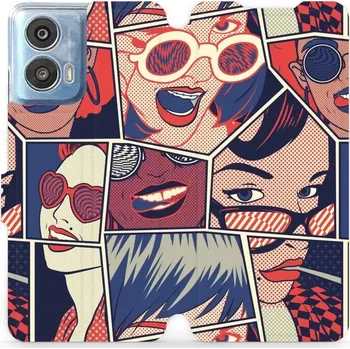 Pouzdro na mobilní telefon Flipové pouzdro Mobiwear - Motorola Moto G24 / Moto G04 - VP18P Komiks (Knížkové flip pouzdro, obal, kryt na mobil Motorola Moto G24 / Moto G04 - VP18P Komiks, materiál Umělá kůže + TPU - ochrana 360°, stojánek, silikonová vanička, magnetické zavírání)