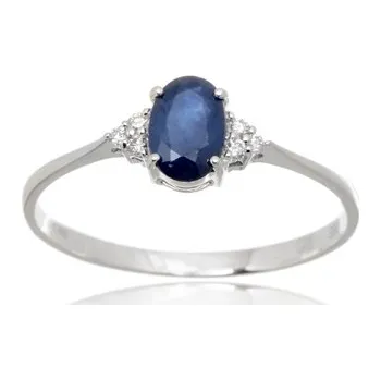 Prsten Prsten z bílého zlata se safírem a diamanty RAB00192 + dárek zdarma
