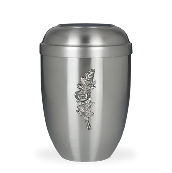 Smuteční dekorace Kovová urna Faith Stříbrná - Růžový květ