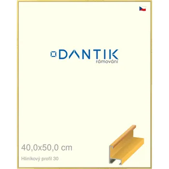 Rám na obraz DANTIK rámeček 40x50 | ALU profil 6030 Dýha barevná žlutá (Sklo Čiré) (Vyrobeno s láskou u nás v DANTIKU)