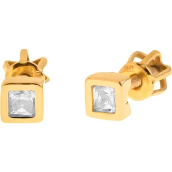 Náušnice Argento 67193 Pozlacené stříbrné náušnice - čirý zirkon ve tvaru čtverce