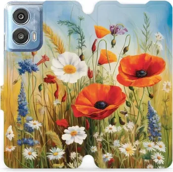 Pouzdro na mobilní telefon Flipové pouzdro Mobiwear - Motorola Moto G24 Power - VP43S Letní louka (Knížkové flip pouzdro, obal, kryt na mobil Motorola Moto G24 Power - VP43S Letní louka, materiál Umělá kůže + TPU - ochrana 360°, stojánek, silikonová vanička, magnetické zavírání)