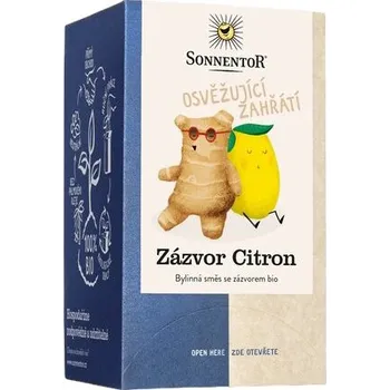 Nápoj SONNENTOR Zázvor citron BIO čaj, porcovaný dvoukomorový, 32,4 g