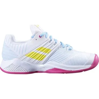 Dámská tenisová obuv Dámská tenisová obuv Babolat PROPULSE FURY CLAY W 6 Bílá, Světle modrá, Žlutá, Růžová