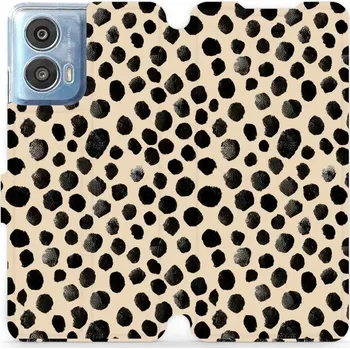 Pouzdro na mobilní telefon Flipové pouzdro Mobiwear - Motorola Moto G24 Power - VA50S Černé puntíky (Knížkové flip pouzdro, obal, kryt na mobil Motorola Moto G24 Power - VA50S Černé puntíky, materiál Umělá kůže + TPU - ochrana 360°, stojánek, silikonová vanička, magnetické zavírání