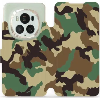 Pouzdro na mobilní telefon Flipové pouzdro Mobiwear - Honor Magic6 Pro - V111P Maskáče (Knížkové flip pouzdro, obal, kryt na mobil Honor Magic6 Pro - V111P Maskáče, materiál Umělá kůže + TPU - ochrana 360°, stojánek, silikonová vanička, magnetické zavírání)