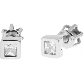 Náušnice Argento 67192 Stříbrné náušnice - čirý zirkon ve tvaru čtverce