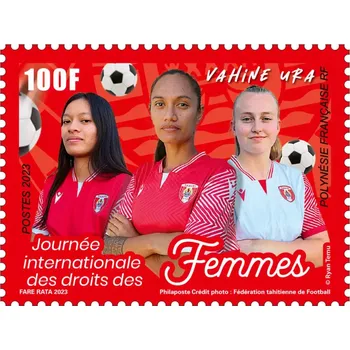 Poštovní známka Post France (2023) MiNr. ** - Fr. Polynesie - Mezinárodní den práv žen - fotbal