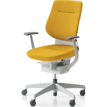 Kokuyo ING japonská aktivní židle GLIDER 360° čalouněná bílá kostra žlutá bílá
