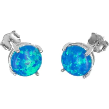 Náušnice Argento 66975 Stříbrné náušnice - modrý kulatý syntetický opál