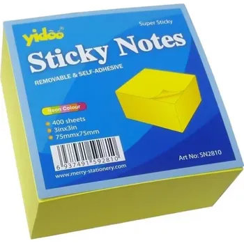 Samolepící bloček Samolepicí bloček neon žlutý - 75 x 75 mm - 400 listů - 92810