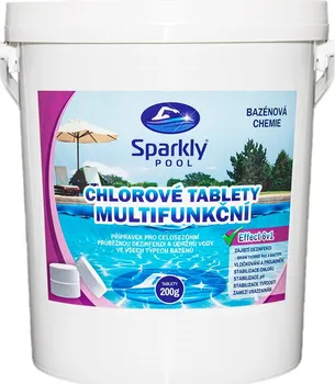 Bazénová chemie Sparkly POOL Chlorové tablety do bazénu 6v1 multifunkční 200g
