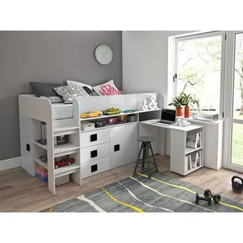 Dětská postel Multifunkční patrová postel pro 1 – Toledo 1 Barevné provedení: bílá, úchyty: černé