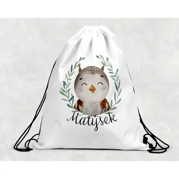 Dětský batoh Domovi Taška na přezůvky se jménem se sovou 30 x 39,5 cm