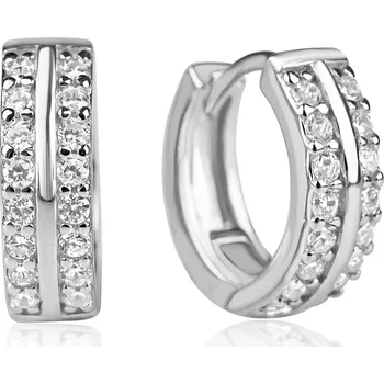 Náušnice Stříbrné kroužkové náušnice s dvěma řadami zirkonů - Meucci SE365