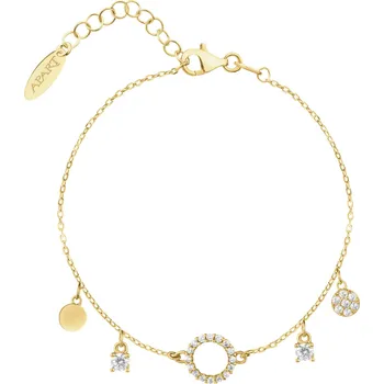 Náramek Pozlacený stříbrný náramek se zirkony - kroužky - AP539-0001