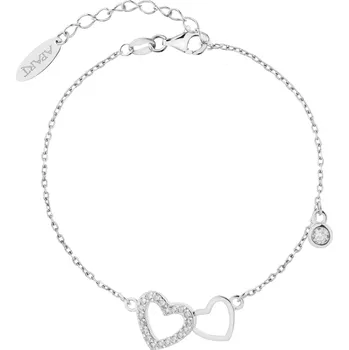 Náramek Stříbrný náramek se zirkony - srdce - AP537-7030