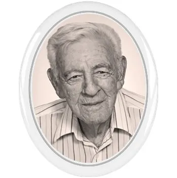 Smuteční dekorace Keramické foto na hrob, ovál hladký, 11 x 15 cm, hnědočerný, platinová linka