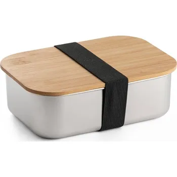 Dóza na potraviny Nerezová dóza s bambusovým víkem - 800 ml