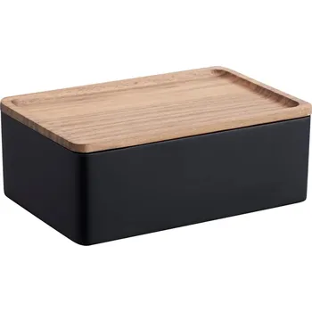 Úložný box Černý plastový úložný box Yamazaki Rin 18,5 x 12,5 cm