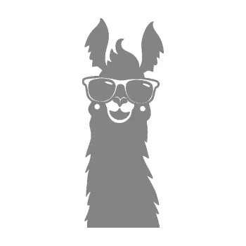 Samolepící dekorace Lama 007 levá s brýlemi (17 - šedá) SAMOLEPKA NA AUTO, NÁLEPKA, FÓLIE, POLEP, TUNING, VLASTNÍ TEXT, TISK, AUTOSAMOLEPKY.cz, POLEPY, OBRÁZEK, LOGO, 3D STICKERS
