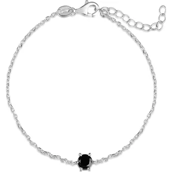 Náramek Stříbrný náramek s černým zirkonem - Meucci SB221/06