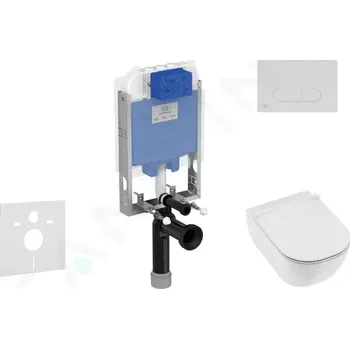 WC sada Ideal Standard ProSys Set předstěnové instalace, klozetu a sedátka Mio, tlačítka Oleas M1, Rimless, Slowclose, Antibak,bílá, ProSys80M SP142